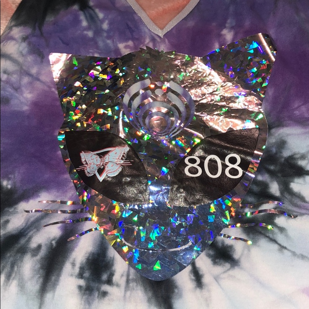 Purple black tiedye bassnectar cat halter bodysuit